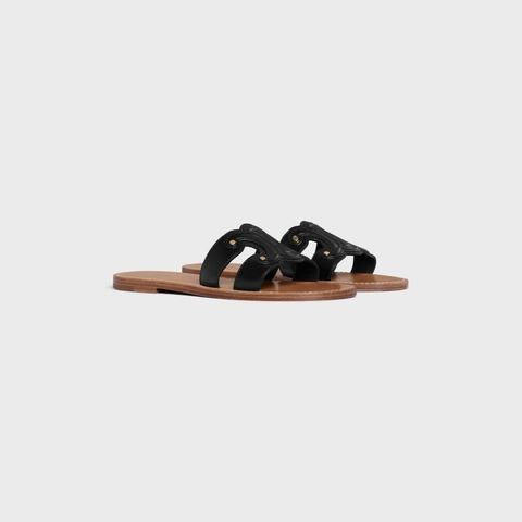 TRIOMPHE MULE IN CALFSKIN BLACK