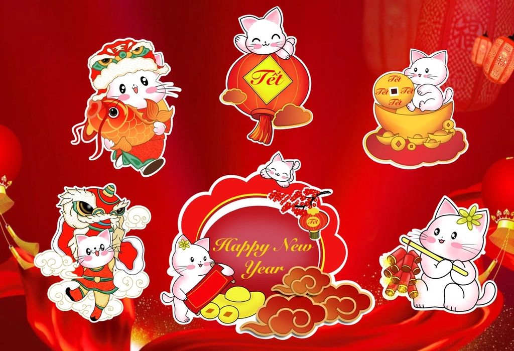 Set giấy TẾT-mèo may mắn (PKCG-997-298)
