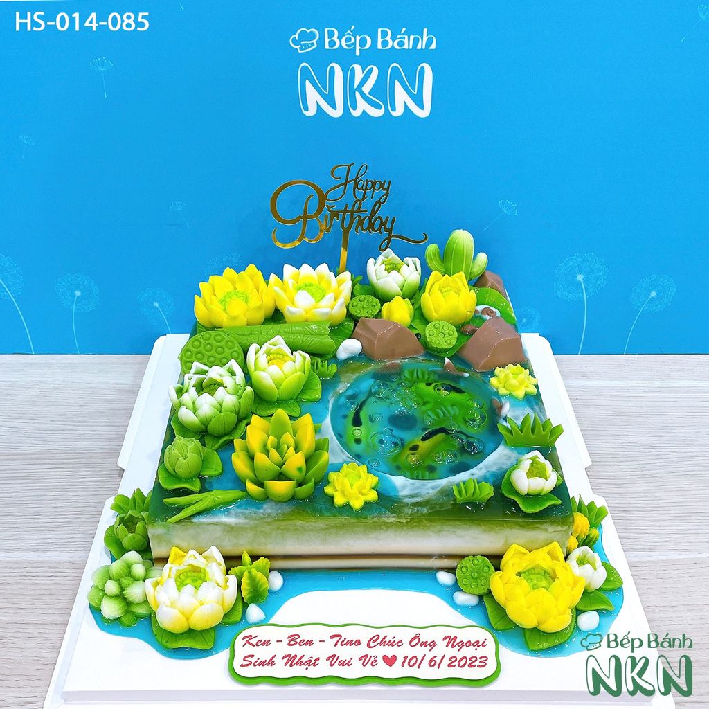 Bánh Kỷ Niệm Hồ Sen Cá Lội Tặng Ông Bà (HS-014-085)