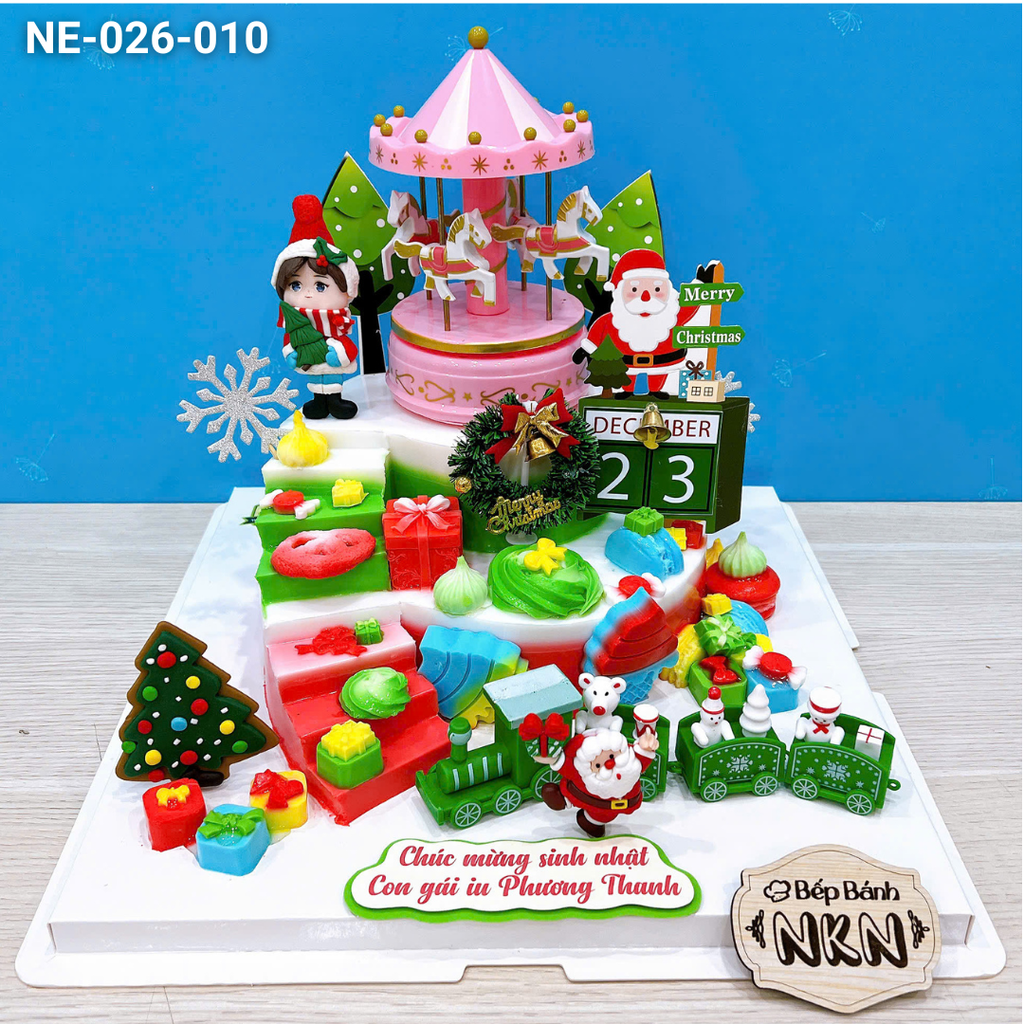 Bánh Giáng Sinh Đu Quay Bật Nhạc 2 Tầng (NE-026-010)