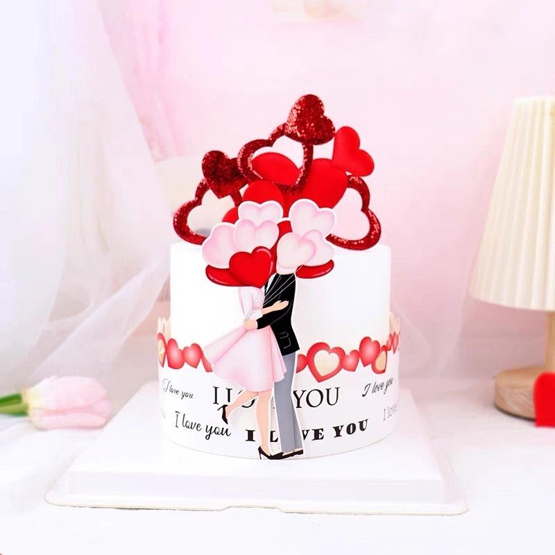 Thành Bánh Trái Tim Và Đôi Tình Yêu Chùm Bóng - Valentine (PKCG-997-252)