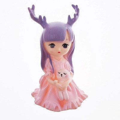 Tượng Bé Gái Có Sừng Bế Mèo (PKT-999-064)