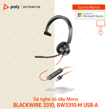  Tai nghe có dây USB Mono Poly Blackwire 3310, BW3310 