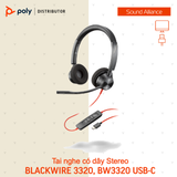  Tai nghe có dây USB Stereo Poly Blackwire 3320, BW3320 