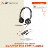  Tai nghe có dây USB Stereo Poly Blackwire 3320, BW3320 