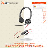  Tai nghe có dây USB Stereo Poly Blackwire 3325, BW3325 