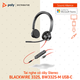  Tai nghe có dây USB Stereo Poly Blackwire 3325, BW3325 