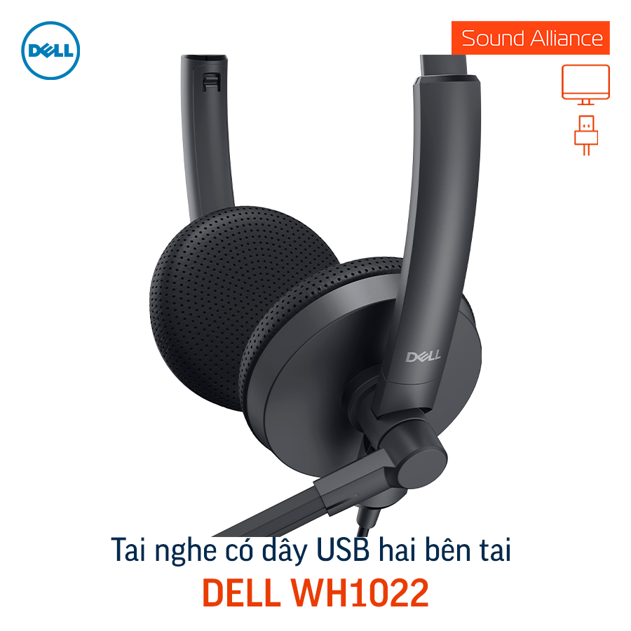  Tai nghe có dây USB hai bên tai Dell WH1022 