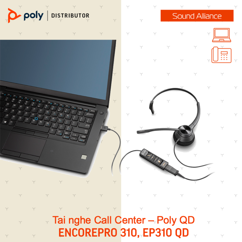  Tai nghe Call Center Poly EncorePro 310, EP310 Series 