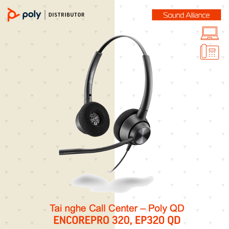  Tai nghe Call Center Poly EncorePro 320, EP320 Series 