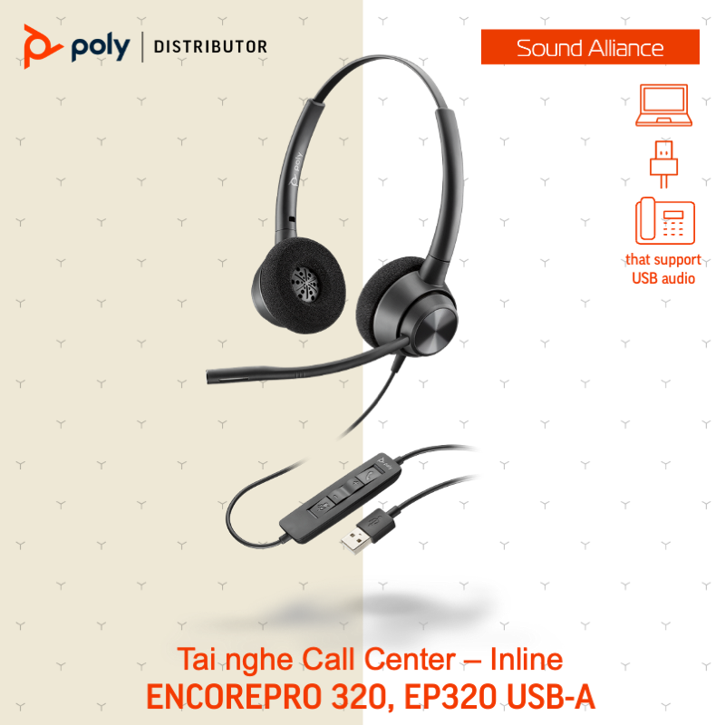  Tai nghe Call Center Poly EncorePro 320, EP320 Series 