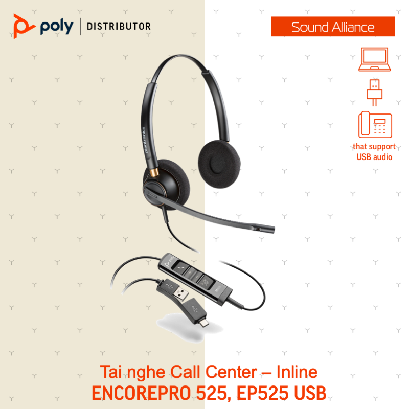  Tai nghe Call Center Poly EncorePro HW520 Series 