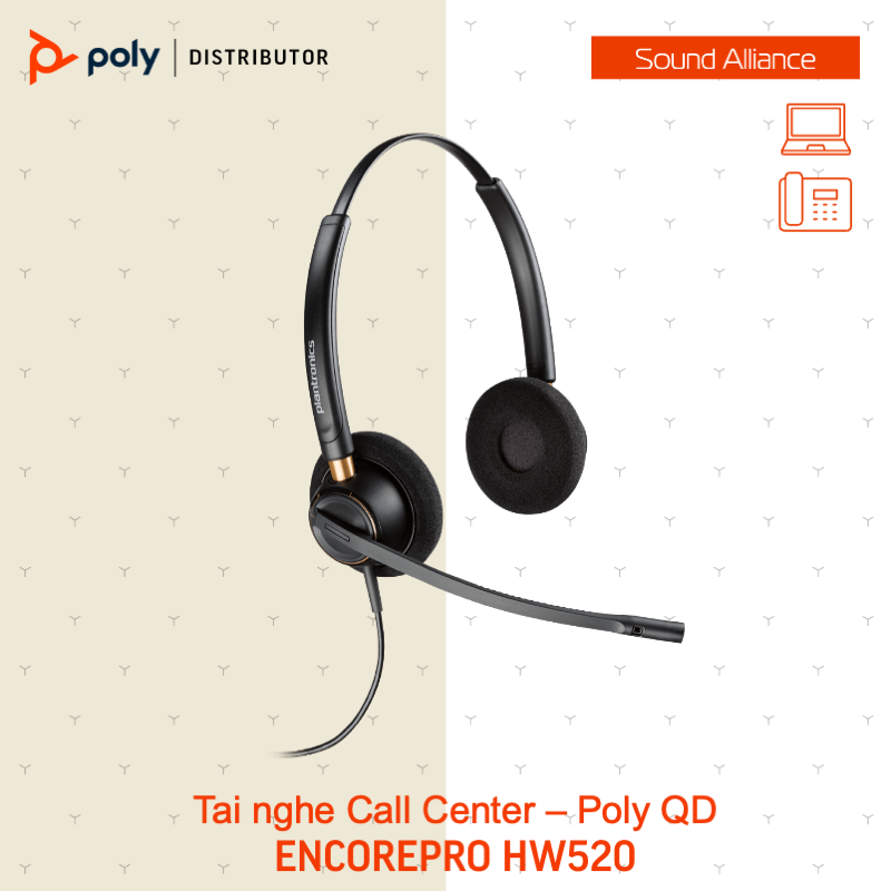  Tai nghe Call Center Poly EncorePro HW520 Series 