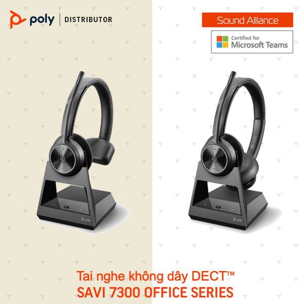  Tai nghe không dây DECT™ Poly Savi 7300 Office Series 