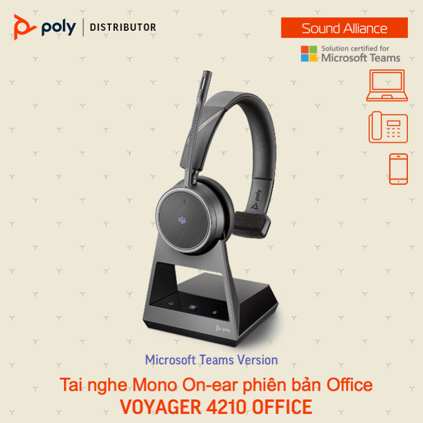  Tai nghe không dây Mono On-ear Poly Voyager 4210 Office 