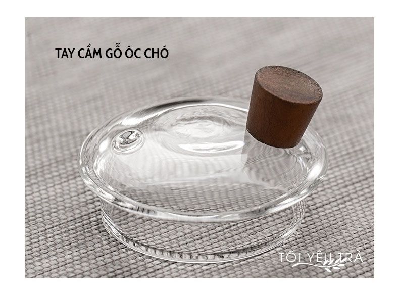 Ấm Pha Trà Thủy Tinh Tay Cầm Bằng Gỗ Cao Cấp Có Lõi Lọc Trà Dung Tích Ấm 450ml