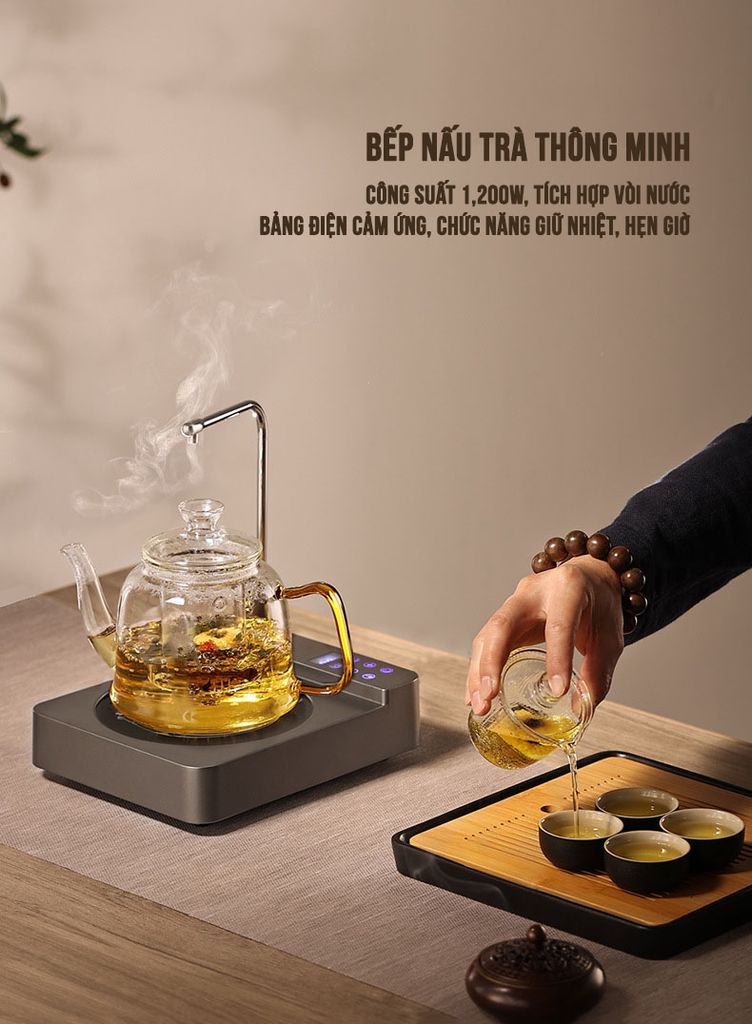 Bếp Điện Pha Trà Thông Minh Kết Hợp Vòi Nước Tiện Lợi Công Suất 1,200W