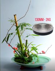 Bàn chông cắm hoa Ikebana hình tròn cỡ lớn cắm cành to bằng thép không rỉ (cỡ 130mm nặng 2kg).