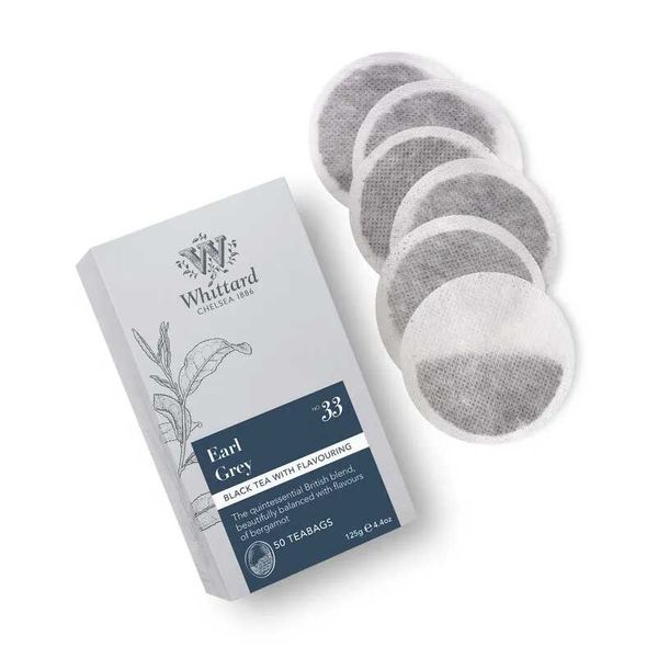 Trà Whittard Earl Grey Black Tea With Flavouring 50 Teabags (Classic), hộp giấy 125g (50 túi lọc/hộp)