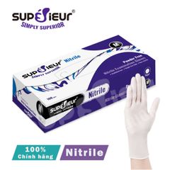 Găng tay y tế không bột Nitrile Supersieur màu trắng