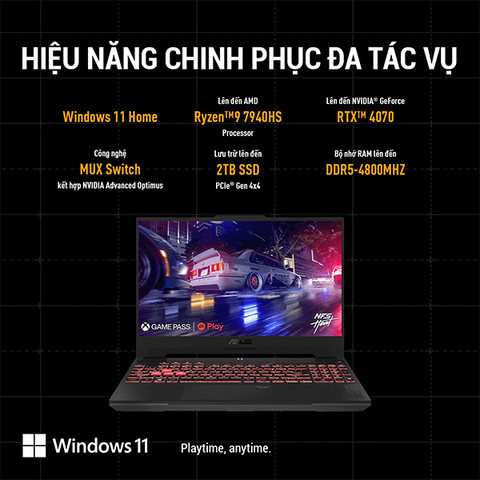  Laptop ASUS TUF Gaming A15 FA507XI-LP420W R9-7940HS| 8GB| 512GB| RTX4070 8GB| 15.6