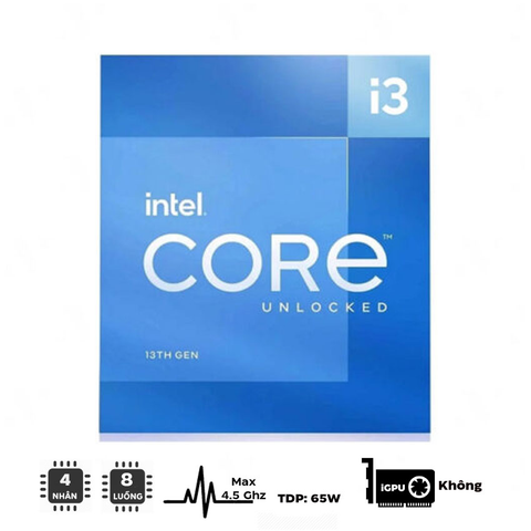  CPU Intel Core i3-13100F (3.4Ghz up to 4.5GHz, 4 nhân 8 luồng, 12MB Cache) - Socket FCLGA1700 