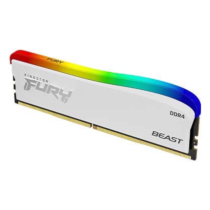  Ram Desktop/PC Kingston DDR4 3600MHz 8GB (1x8GB) Fury Beast White RGB SE (KF36C17BWA/8) 