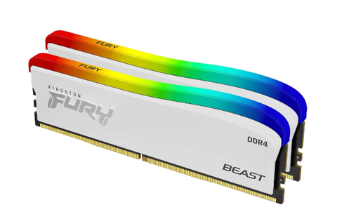  Ram Desktop/PC Kingston DDR4 3200MHz 16GB (2x8GB) Fury Beast White RGB SE (KF432C16BWAK2/16) 