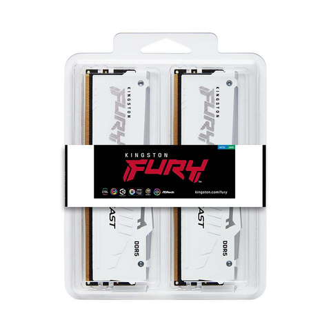  Ram Desktop/PC Kingston Fury Beast White RGB DDR5 5600MHz 32GB (KF556C40BWAK2-32) 