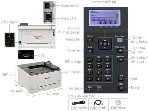  Máy in laser màu đơn năng Canon LBP621CW Wifi (Trắng) 