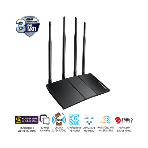  Thiết bị mạng Router Wifi ASUS RT-AX1800HP (Wifi 6 Xuyên tường) 