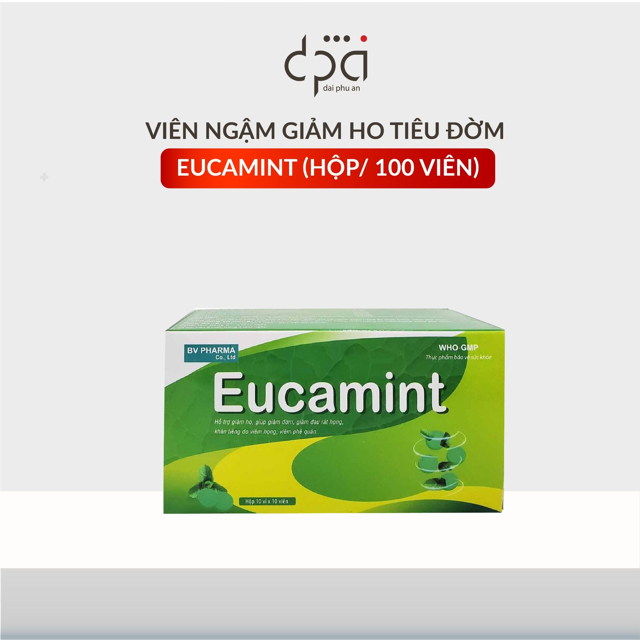  Viên ngậm giảm ho tiêu đườm húng chanh mật ong Eucamint (H/100v) 