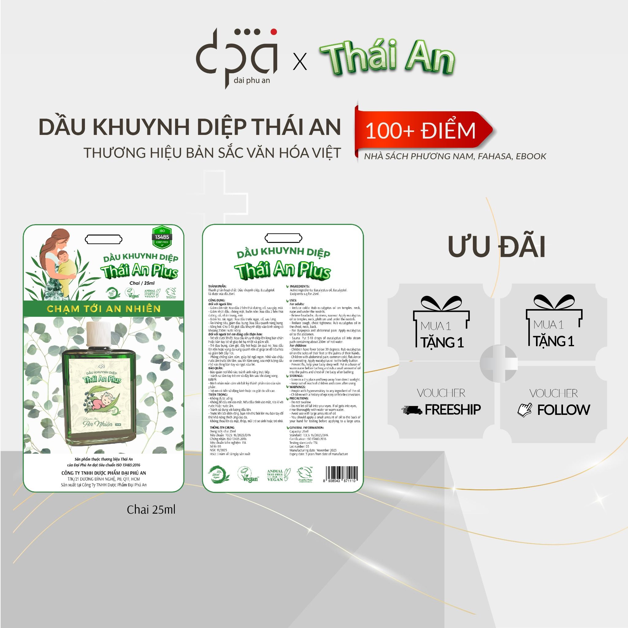  Dầu Khuynh Diệp Thái An Plus dạng vỉ (C/25ml) 