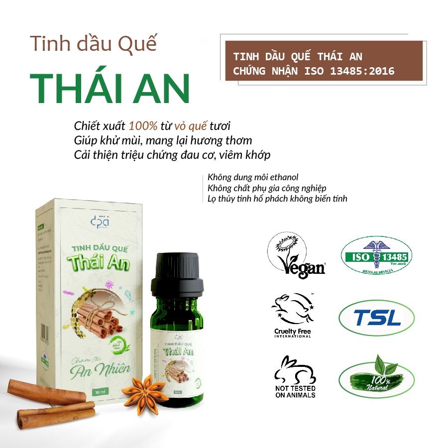  Tinh Dầu Thái An (C/10ml) - Chứng Nhận ISO Toàn Cầu 13485:2016 