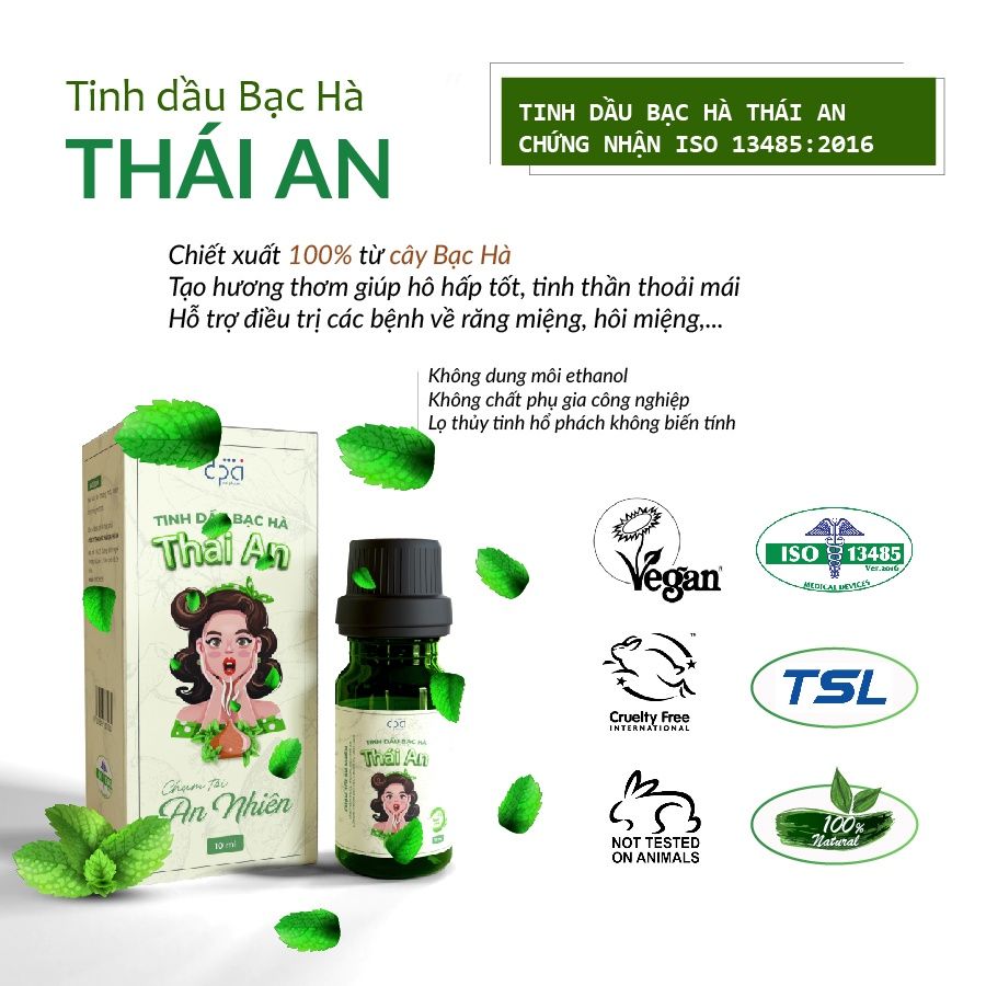  Tinh Dầu Thái An (C/10ml) - Chứng Nhận ISO Toàn Cầu 13485:2016 