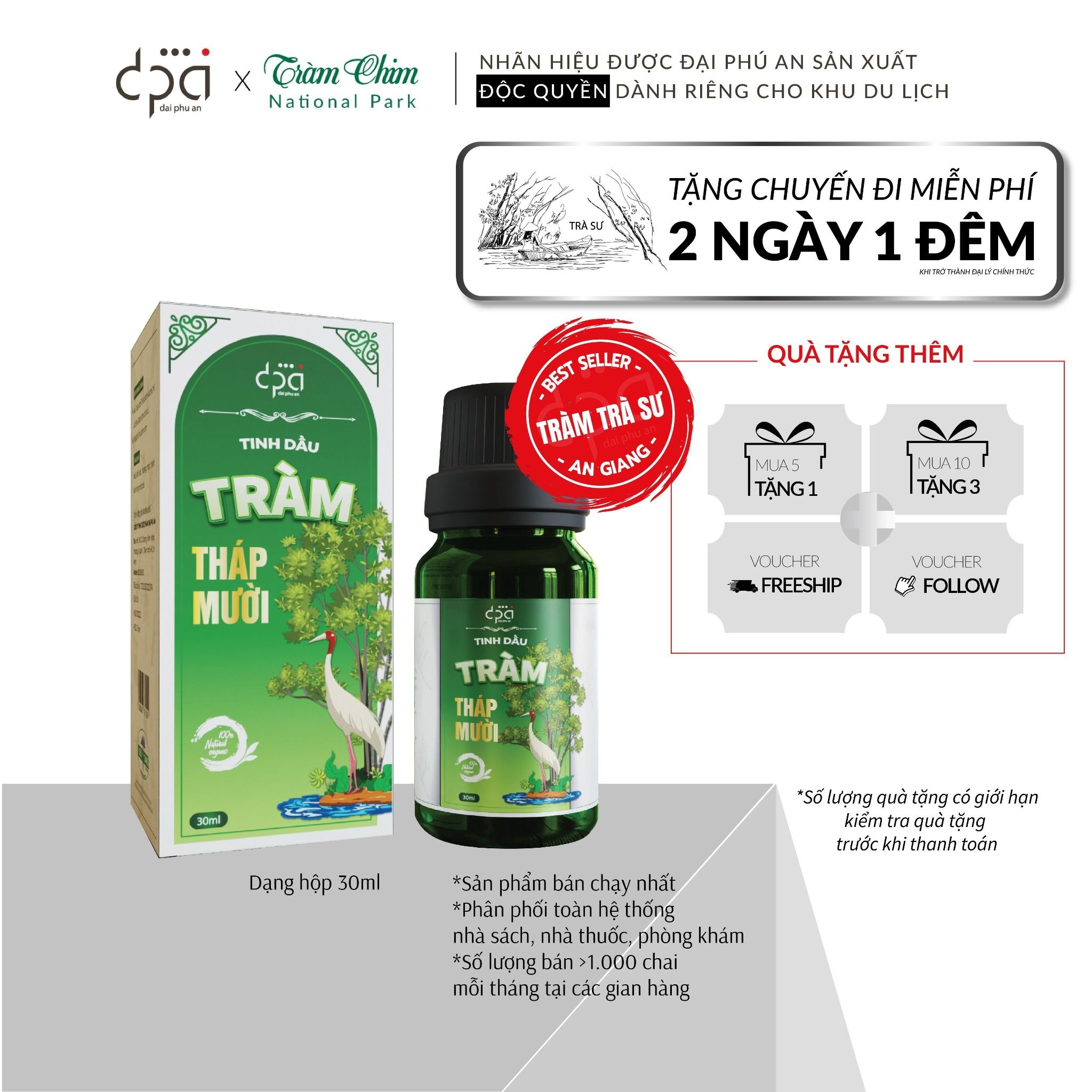  Tinh dầu tràm Tháp Mười Ramsar (c/30ml) 