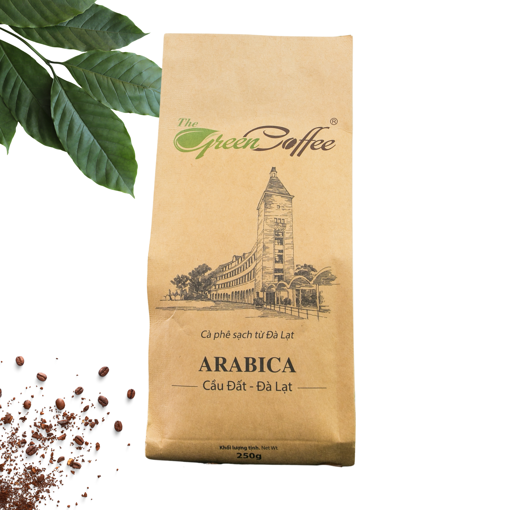 Cà phê bột rang xay Arabica đặc sản Cầu Đất gói 250g