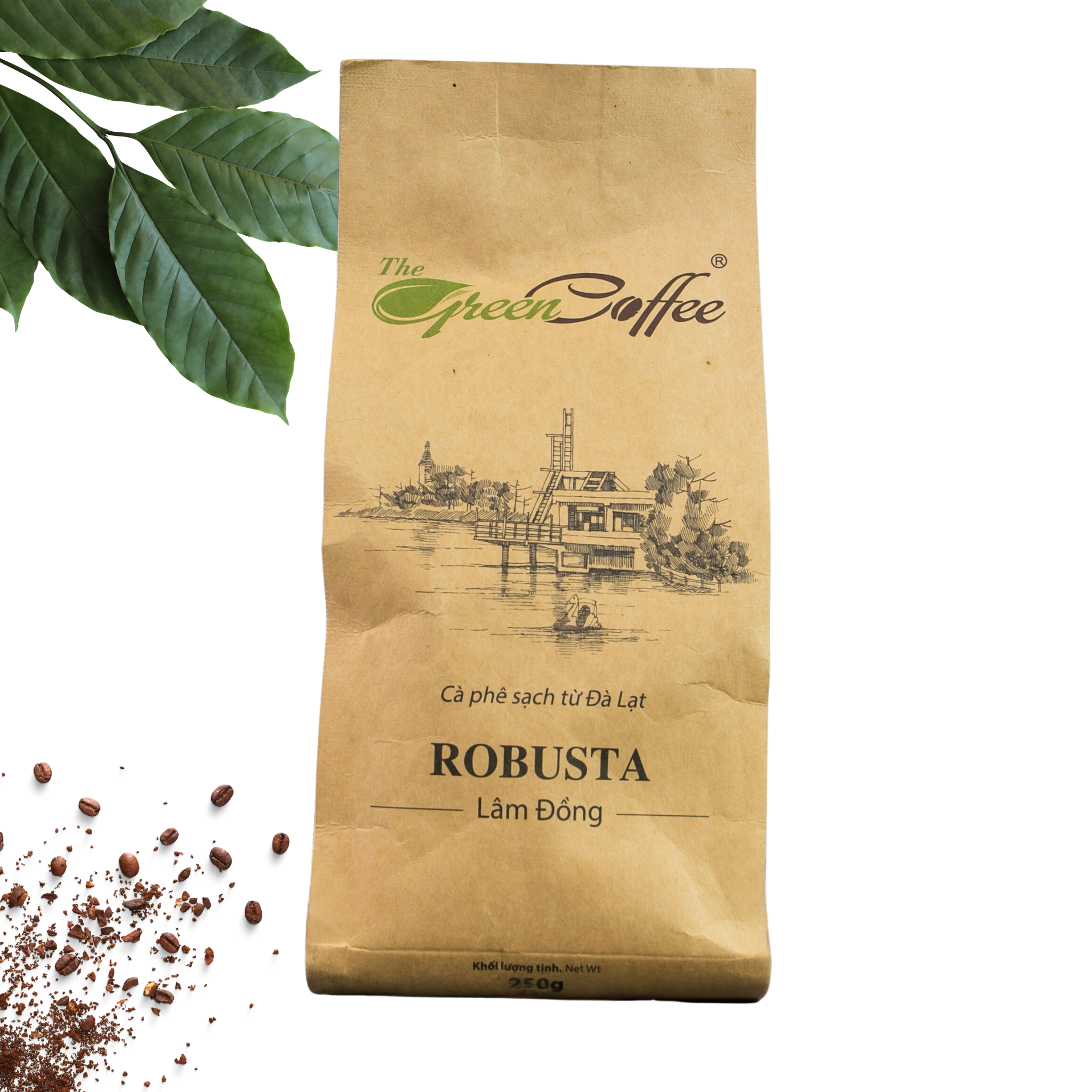 Cà phê bột rang xay Robusta chất lượng cao gói 250g