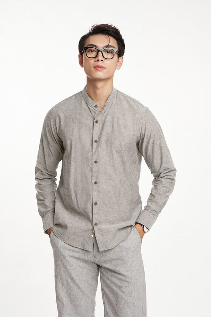 Áo sơ mi Nam tay dài cotton linen N&M 1908086