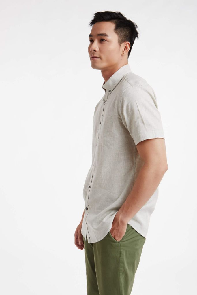 Áo sơ mi Nam tay ngắn linen cotton N&M 1908099