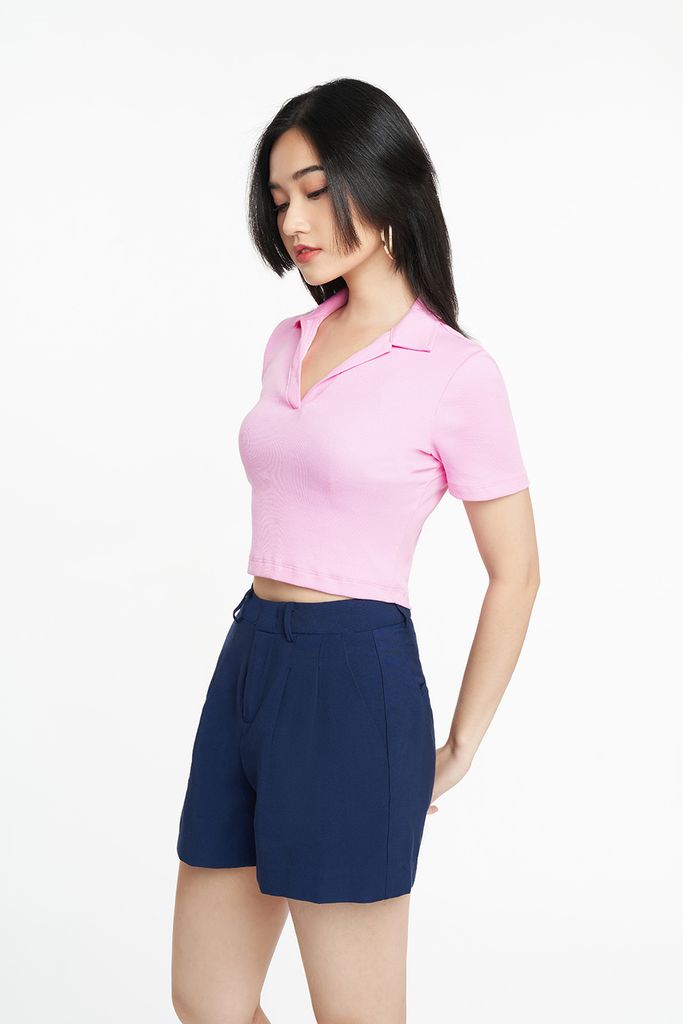 Áo croptop Nữ cổ sơ mi cotton Rib SWEET SIXTEEN 2206011