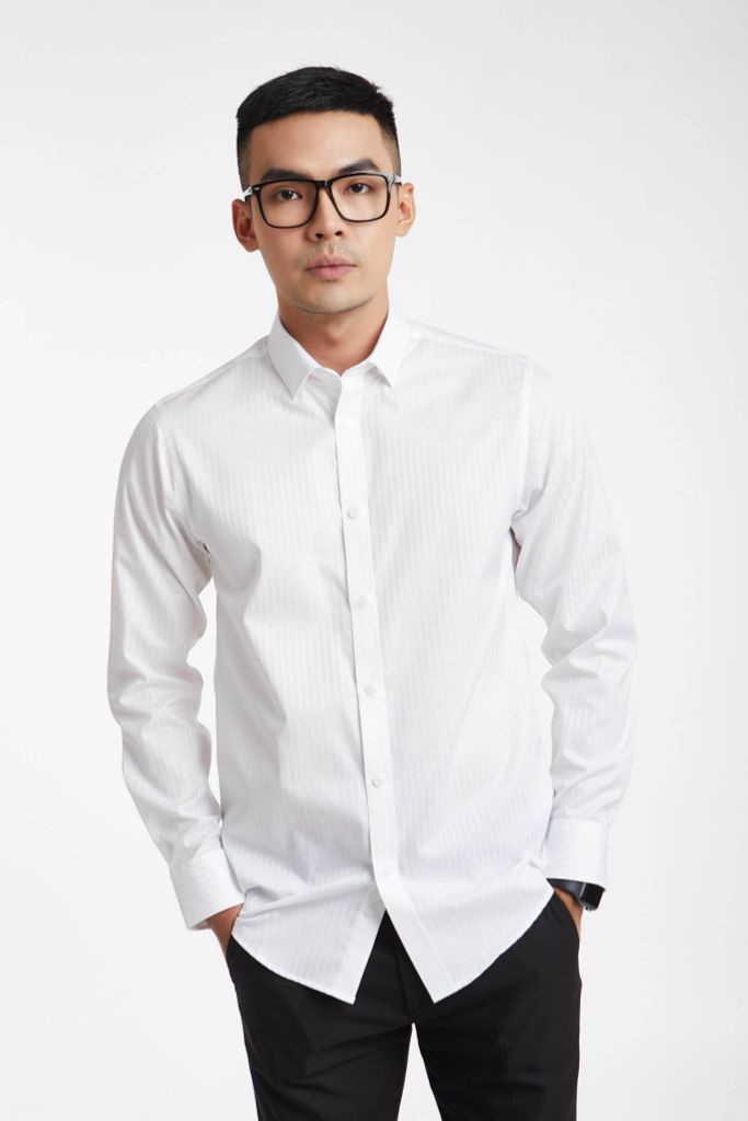 Áo sơ mi trắng Nam cotton form slim N&M 1909042