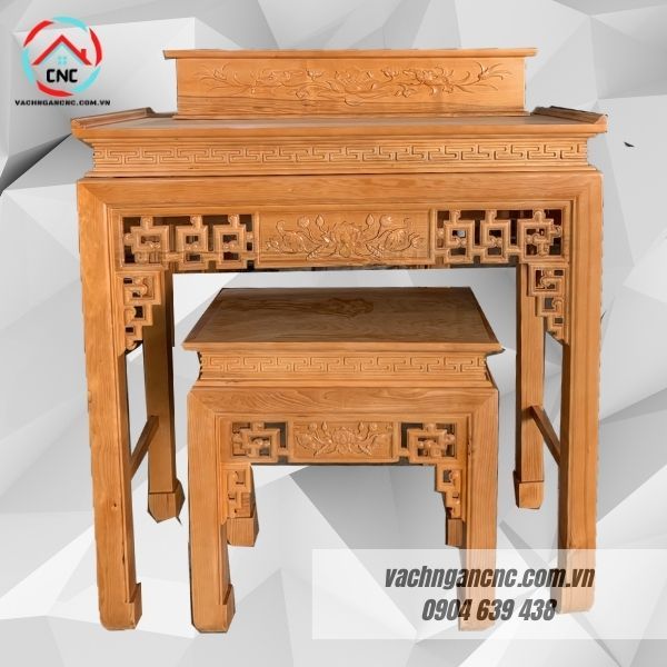 Bàn thờ 2 tầng gỗ sồi -BTGT017