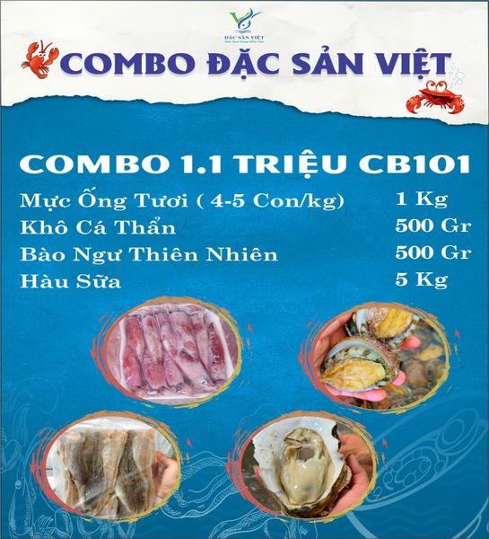  COMBO Hải Sản (Bào Ngư + Hàu Sữa + Mực Ống + Khô Cá Thẩn) 