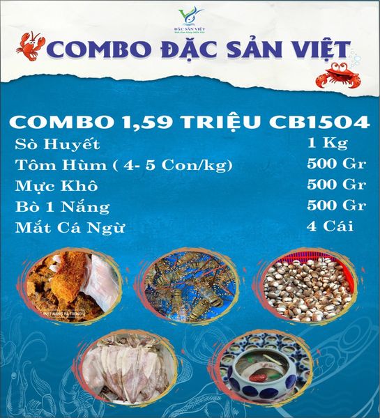  COMBO Hải Sản (Tôm Hùm + Bò 1 Nắng + Sò Huyết + Mắt Cá Ngừ Tiềm Thuốc Bắc + Mực Khô) 