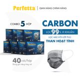  Combo 5 hộp khẩu trang y tế Perfetta Carbon 4 lớp 40 cái/hộp 