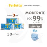  Combo 3 hộp khẩu trang Perfetta Moderate 3 lớp xanh/trắng (50 cái/hộp) 