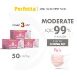  Combo 3 hộp khẩu trang Perfetta Moderate 3 lớp xanh/trắng (50 cái/hộp) 