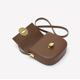  Túi đeo chéo da thật Saddle Bag có chốt kim loại Best Seller DT22605 - Màu Brown Sale! 