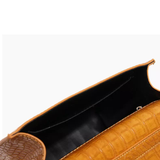  Túi xách tay phong cách Retro tay cầm gỗ, hoạ tiết cá sấu PU22804 Màu Yellow 